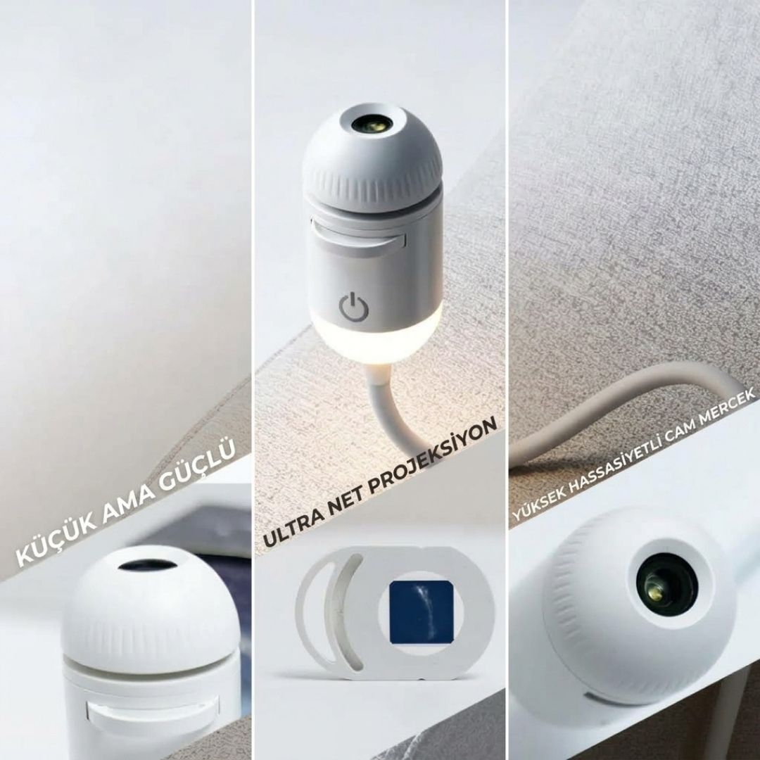 360° Ayarlanabilir USB Galaksi Projektör Gece Lambası - Değiştirilebilir Film Diskli